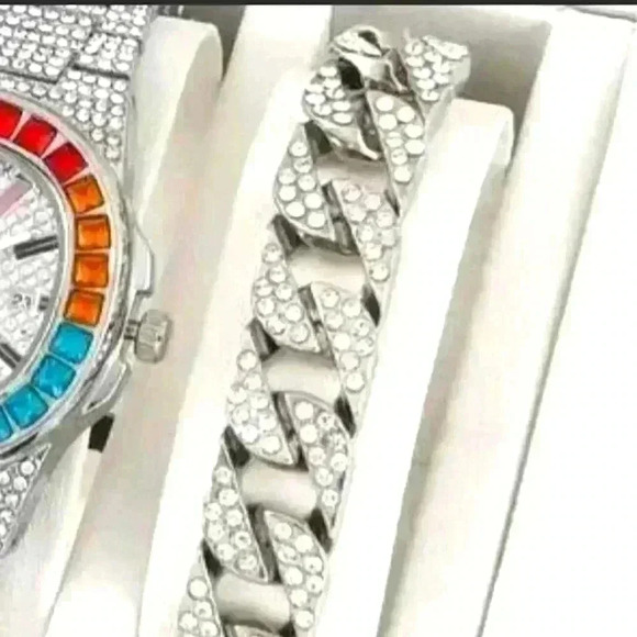 Colorful Rhinestone watch and bracelet set - Picture 5 of 6